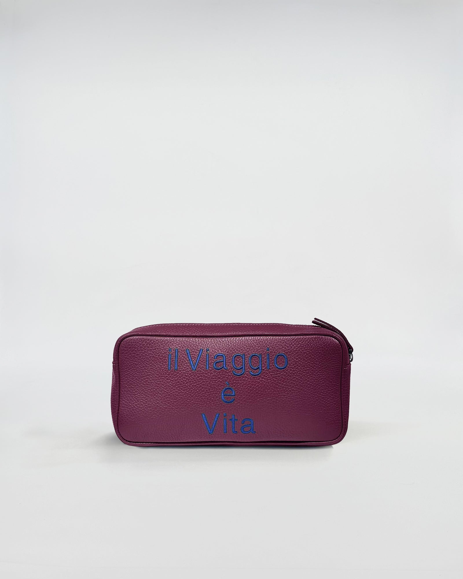 Beauty in pelle personalizzato elegante in pelle viola con ricamo Il Viaggio e Vita.