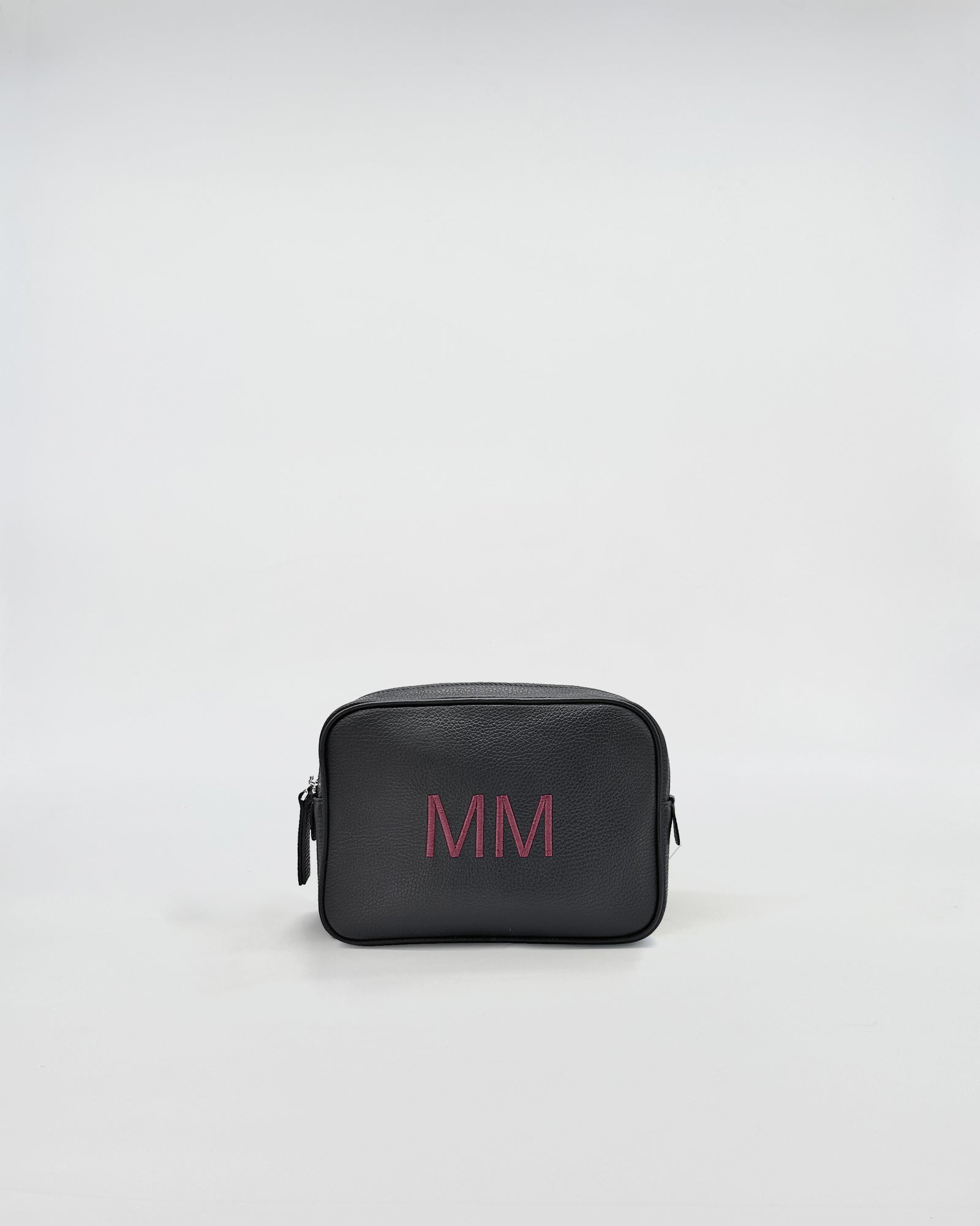 BEAUTY SMALL IN PELLE PERSONALIZZATO black leather bag with personalized initials MM