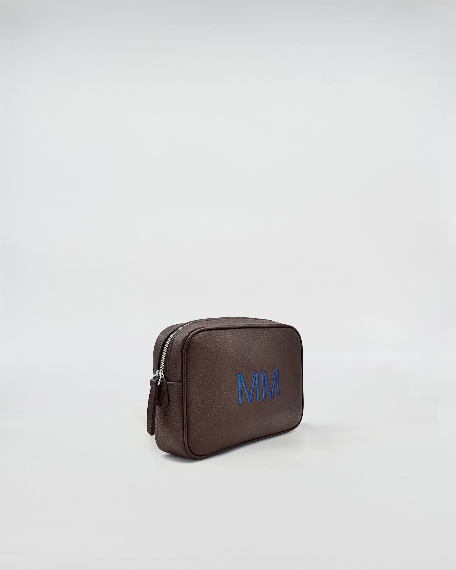Beauty small in pelle personalizzato - elegante beauty case in pelle con iniziali ricamate MM.