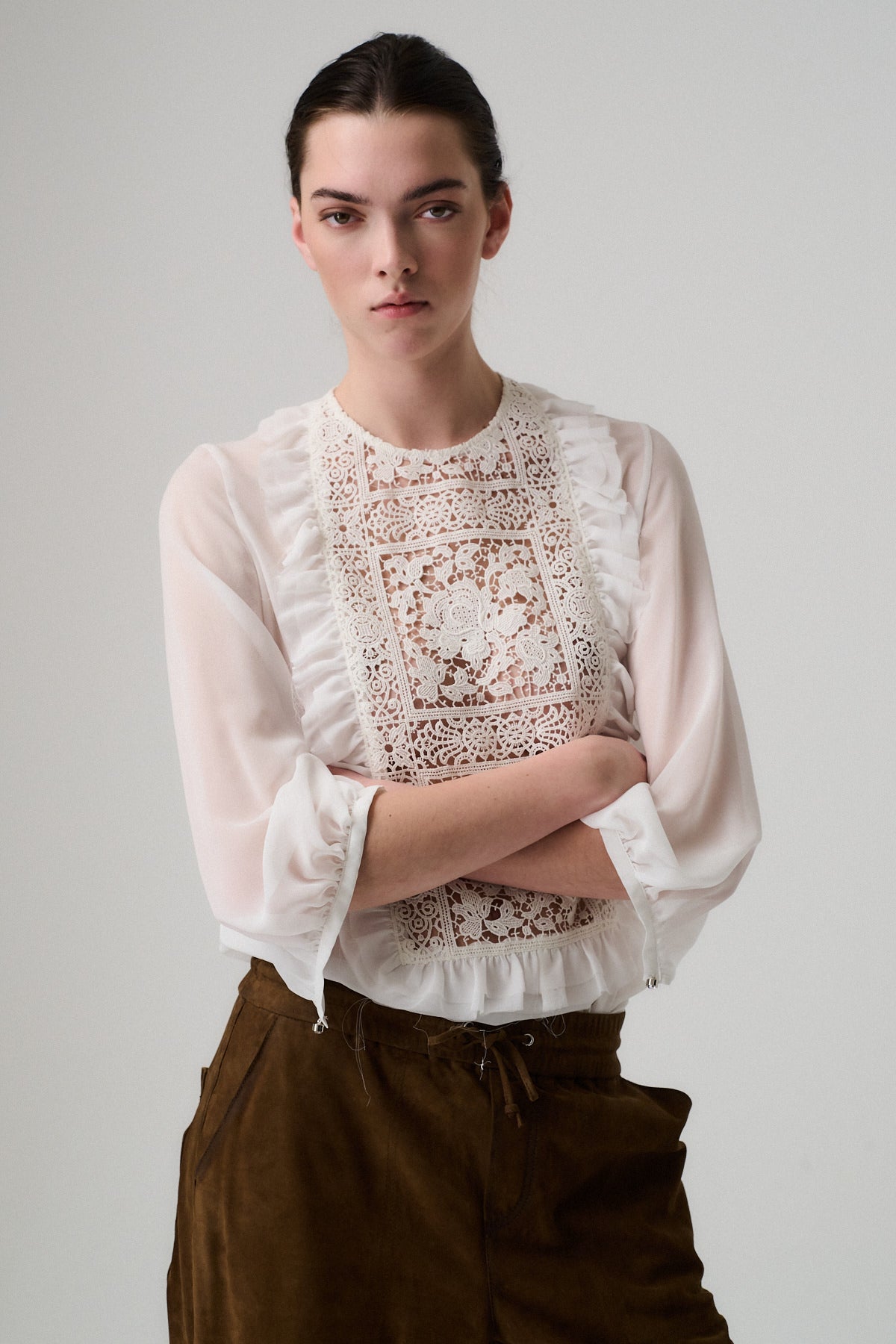 CAMICIA CHARLOTTE SETA CON PIZZO