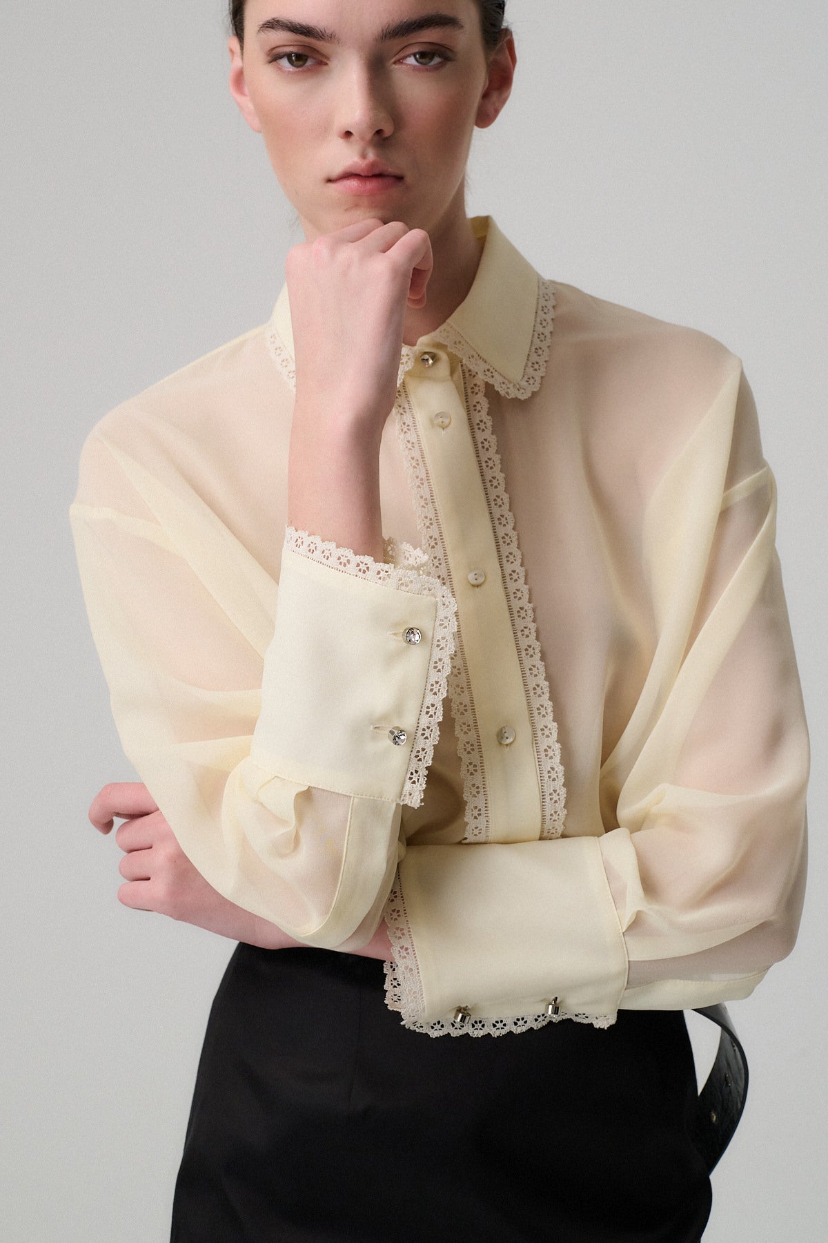 CAMICIA ISOTTA SETA CON PIZZO