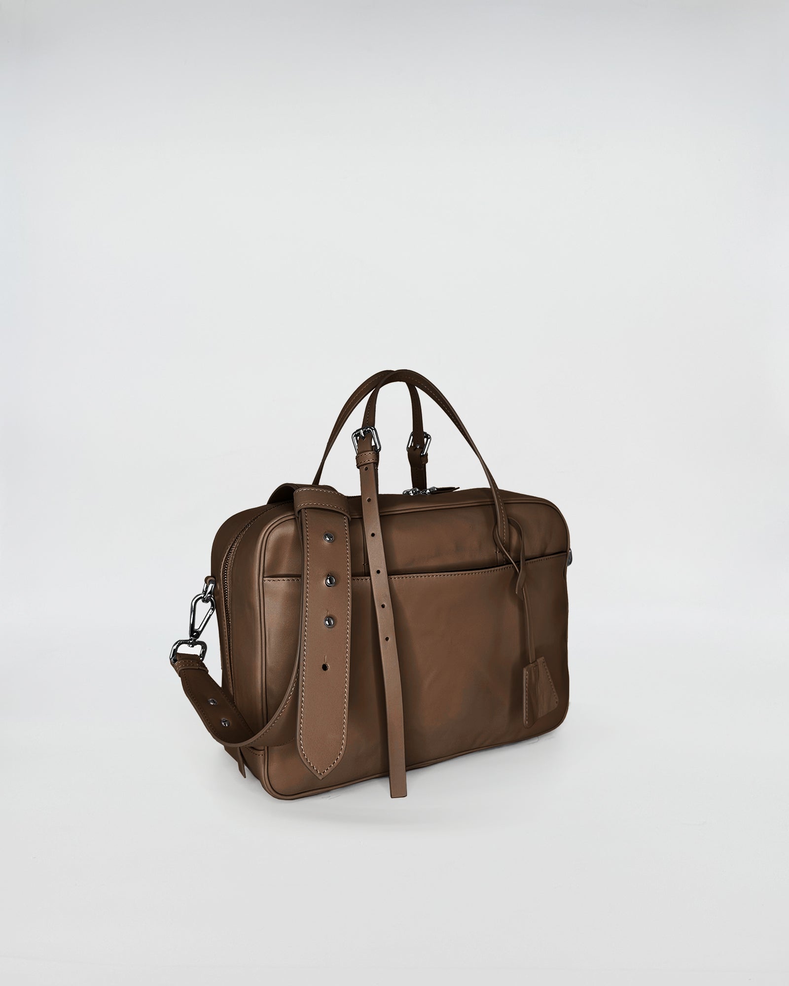 FRIDA MEDIUM VITELLO LAVATO brown leather handbag with adjustable strap and retro design