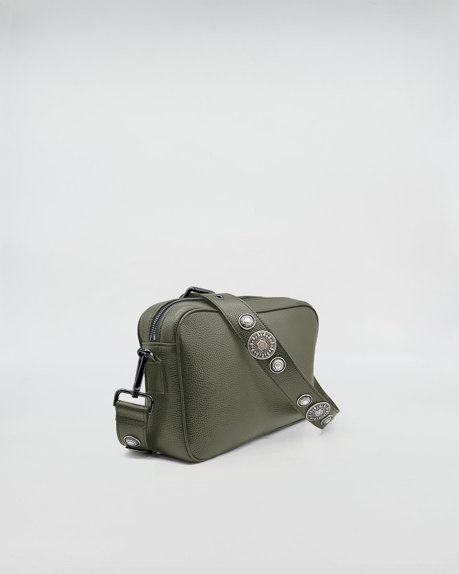 MAFALDONA ROCK handbag in olive green with stylish rock strap details.