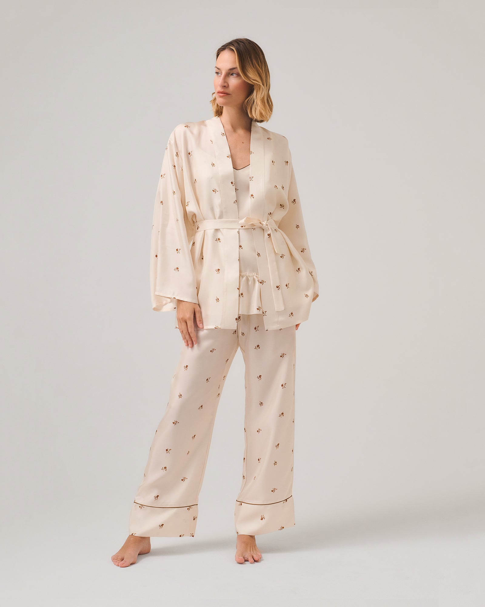 PANTALONE KEOPE SETA STAMPA MICROFIORI