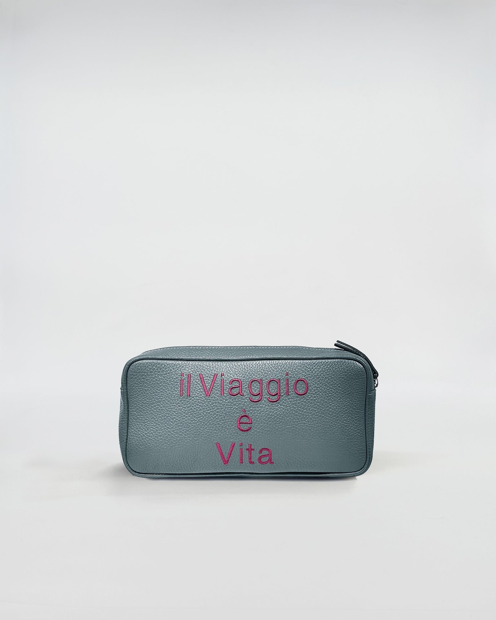 Beauty in pelle personalizzato elegante borsa da trucco in pelle con scritta "il Viaggio e Vita".