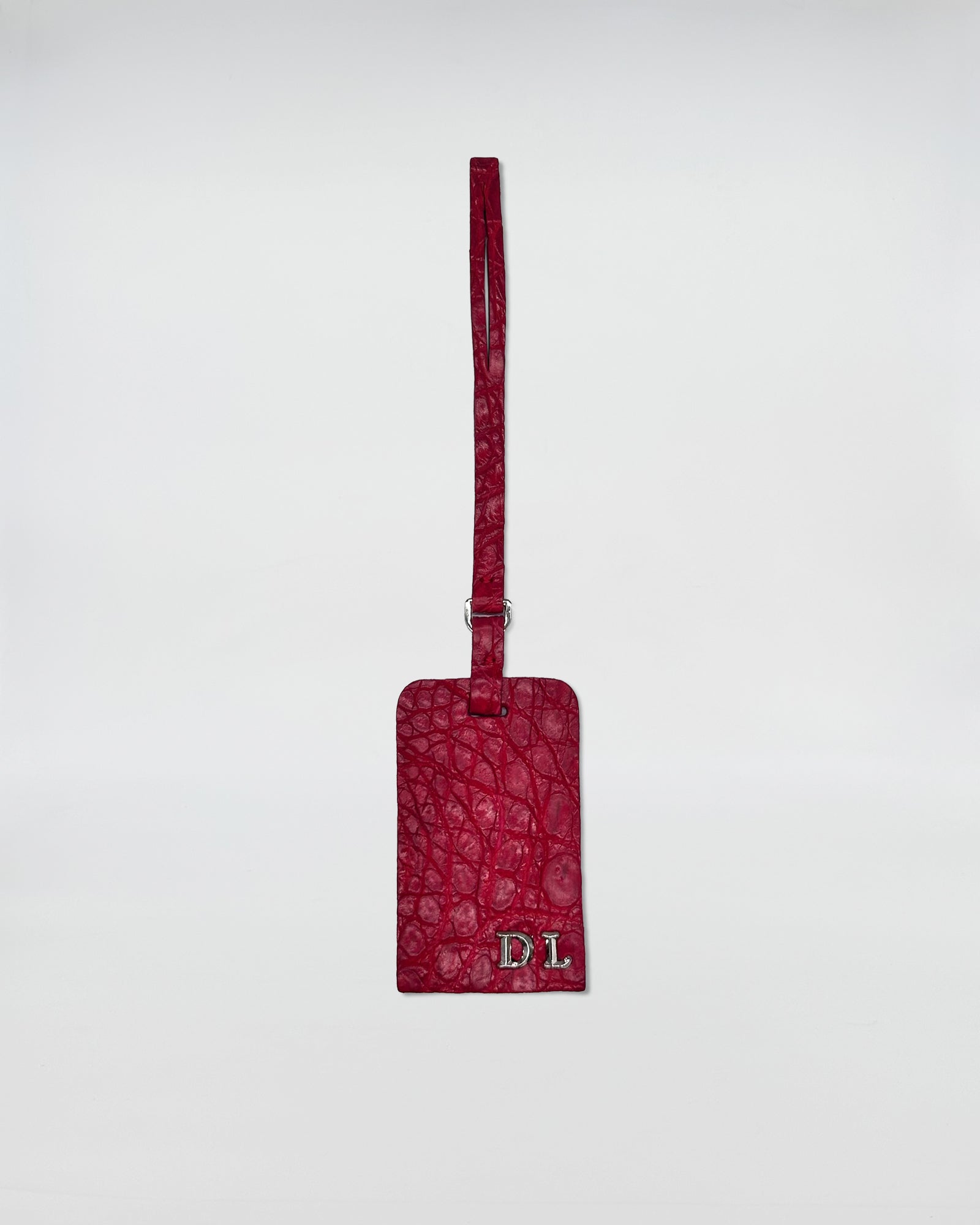 CHARM COCCO RECYCLE red rectangular accessory customizable with metal letters, perfect for distinctive style.