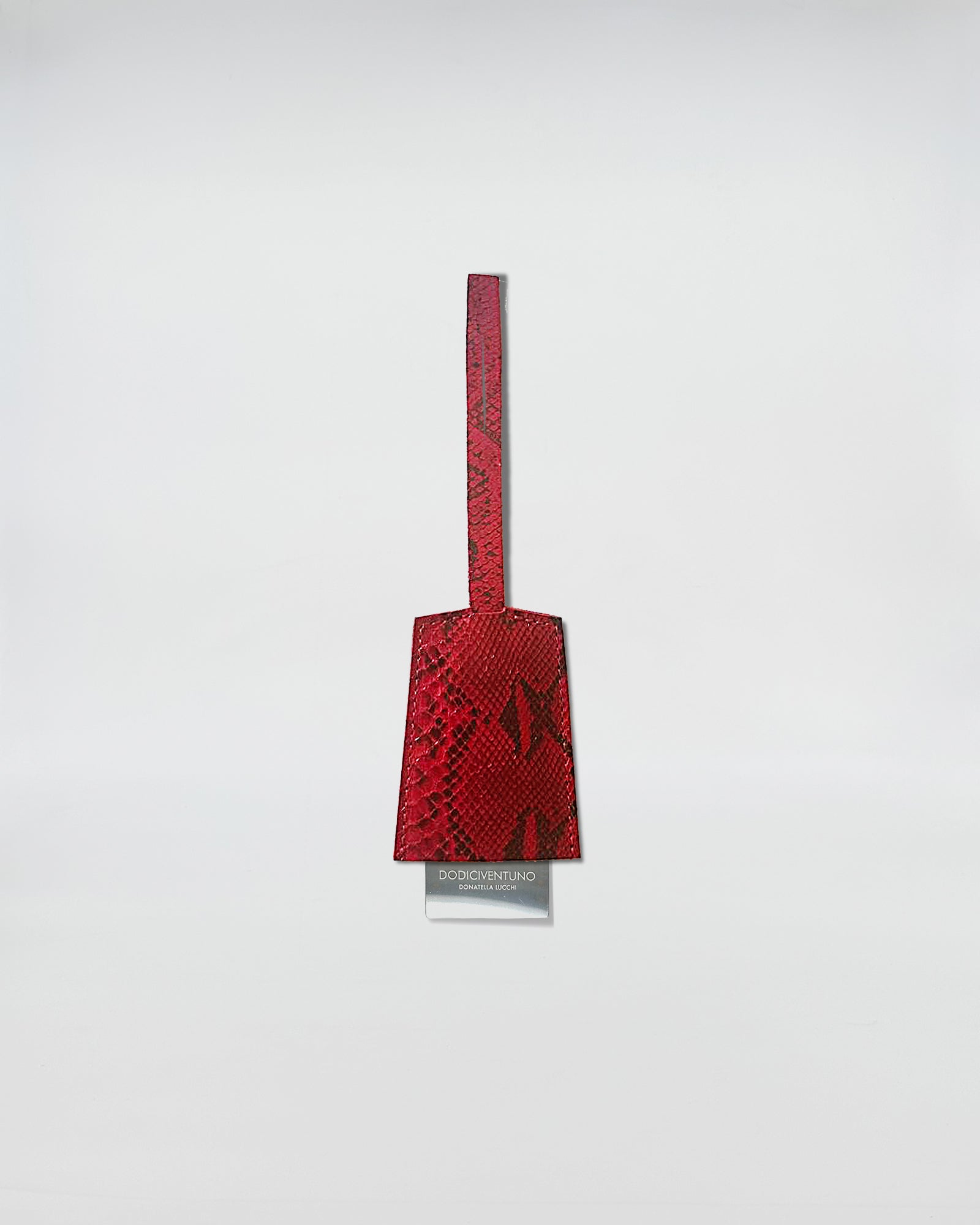 SPECCHIO DA BORSETTA NARCISO PITONE RECYCLE in red snake print design on a white background.