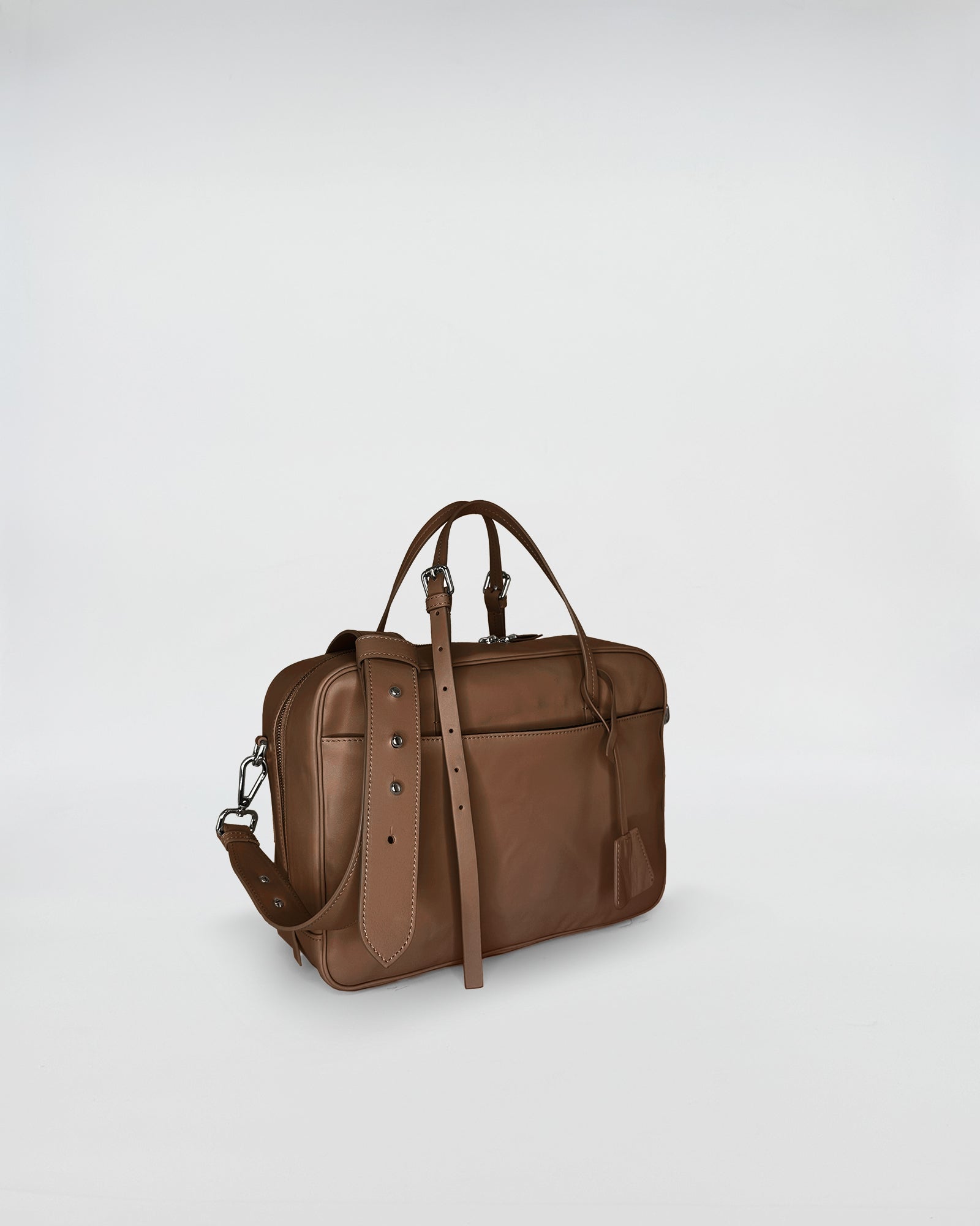 FRIDA SMALL VITELLO LAVATO brown leather bag with adjustable shoulder strap and sleek design.