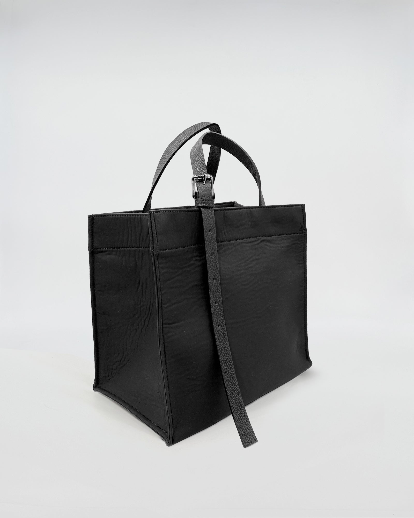 LUDOVICA SMALL TESSUTO TECNICO black nylon bag with sturdy handles for work and daily use.