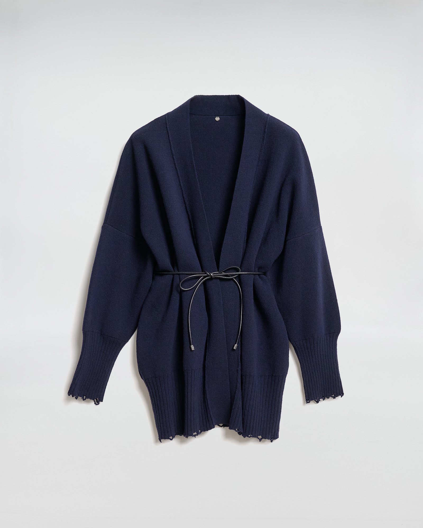 CARDIGAN IN MAGLIA CON CINTURA PELLE