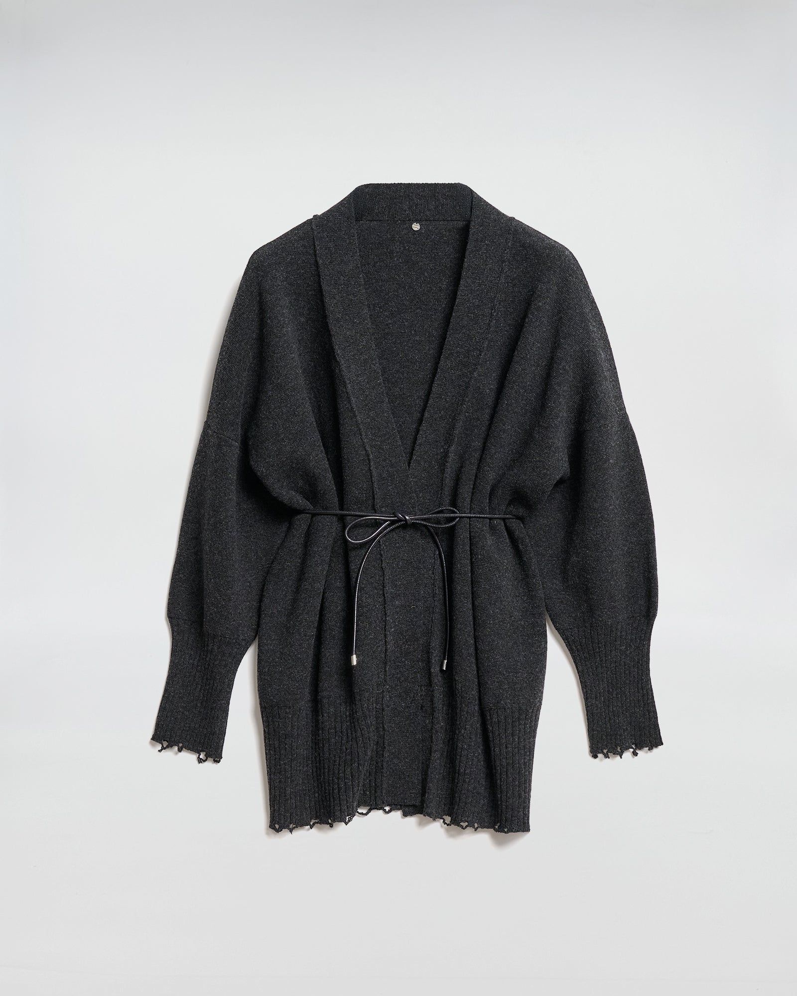 CARDIGAN IN MAGLIA CON CINTURA PELLE
