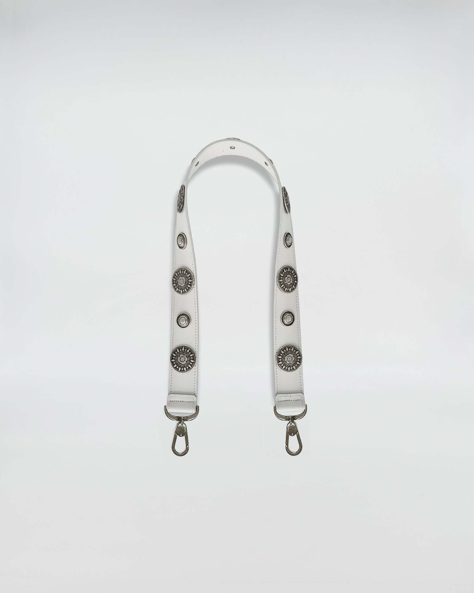 TRACOLLA FISSA IN PELLE ROCK 80 CM - bottini bianchi con dettagli metal, design elegante per outfit distintivi.